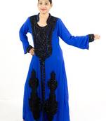 Royal blue embroidered georgette islamic kaftan