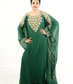 Green embroidered georgette islamic kaftan