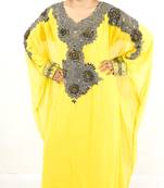 Yellow embroidered georgette islamic kaftan