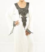 Off white embroidered georgette islamic kaftan