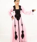 Pink embroidered georgette islamic kaftan