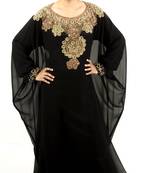 Black embroidered georgette islamic kaftan