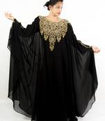 Black embroidered georgette islamic kaftan
