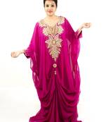 Rani pink embroidered georgette islamic kaftan