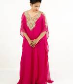 Rani pink embroidered georgette islamic kaftan