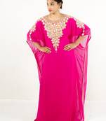Rani pink embroidered georgette islamic kaftan