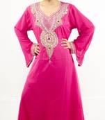 Rani pink embroidered georgette islamic kaftan