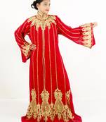 Red embroidered georgette islamic kaftan