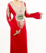 Red embroidered georgette islamic kaftan