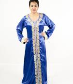Blue embroidered satin islamic kaftan