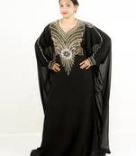 Black embroidered georgette islamic kaftan