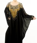 Black embroidered georgette islamic kaftan