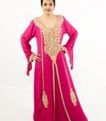 Rani pink embroidered georgette islamic kaftan