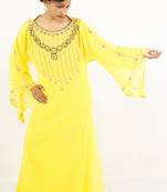 Yellow embroidered georgette islamic kaftan