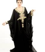 Black embroidered georgette islamic kaftan