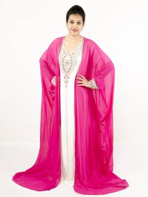 Rani pink embroidered georgette islamic kaftan 1