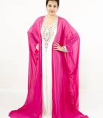 Rani pink embroidered georgette islamic kaftan