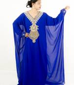 Royal blue embroidered georgette islamic kaftan