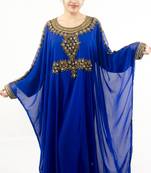 Royal blue embroidered georgette islamic kaftan
