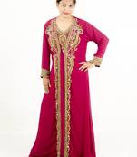 Rani pink embroidered georgette islamic kaftan