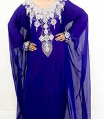 Royal blue embroidered georgette islamic kaftan