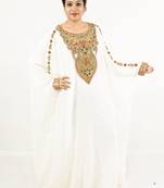 Off white embroidered georgette islamic kaftan