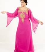 Rani pink embroidered georgette islamic kaftan