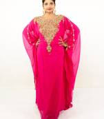 Rani pink embroidered georgette islamic kaftan