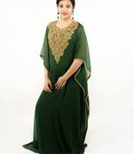 Green embroidered georgette islamic kaftan