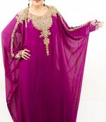 Wine embroidered georgette islamic kaftan