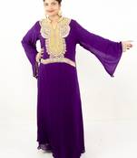 Plum embroidered georgette islamic kaftan