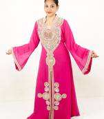 Rani pink embroidered georgette islamic kaftan