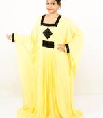 Yellow embroidered georgette islamic kaftan