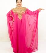 Rani pink embroidered georgette islamic kaftan