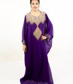 Purple embroidered georgette islamic kaftan