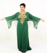 Green embroidered georgette islamic kaftan