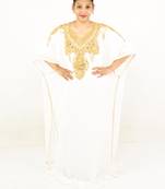 Off white embroidered georgette islamic kaftan