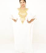 Off white embroidered georgette islamic kaftan