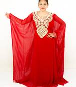 Red embroidered georgette islamic kaftan