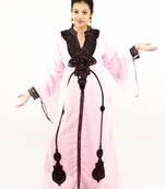 Pink embroidered georgette islamic kaftan