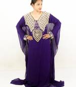 Purple embroidered georgette islamic kaftan