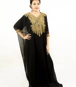 Black embroidered georgette islamic kaftan