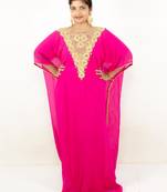 Rani pink embroidered georgette islamic kaftan