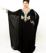 Black embroidered georgette islamic kaftan