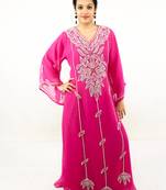 Rani pink embroidered georgette islamic kaftan