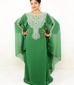 Green embroidered georgette islamic kaftan
