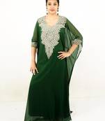 Green embroidered georgette islamic kaftan