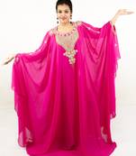 Rani pink embroidered georgette islamic kaftan