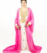 Rani pink embroidered georgette islamic kaftan