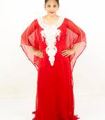 Red embroidered georgette islamic kaftan